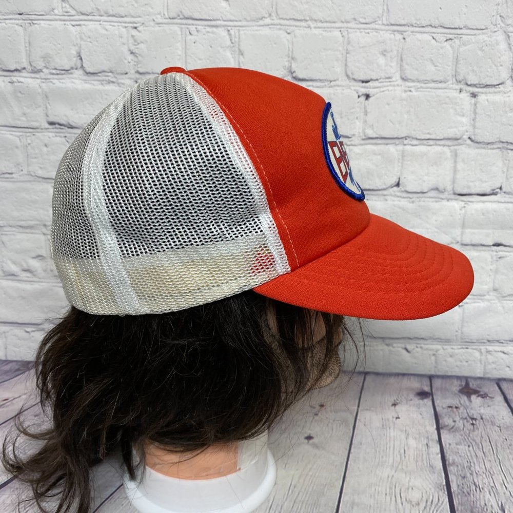 Vintage Hat Cap Snapback Red White Trucker Mesh ENERSEAL Patch Logo Foam Visor - Picture 4 of 7